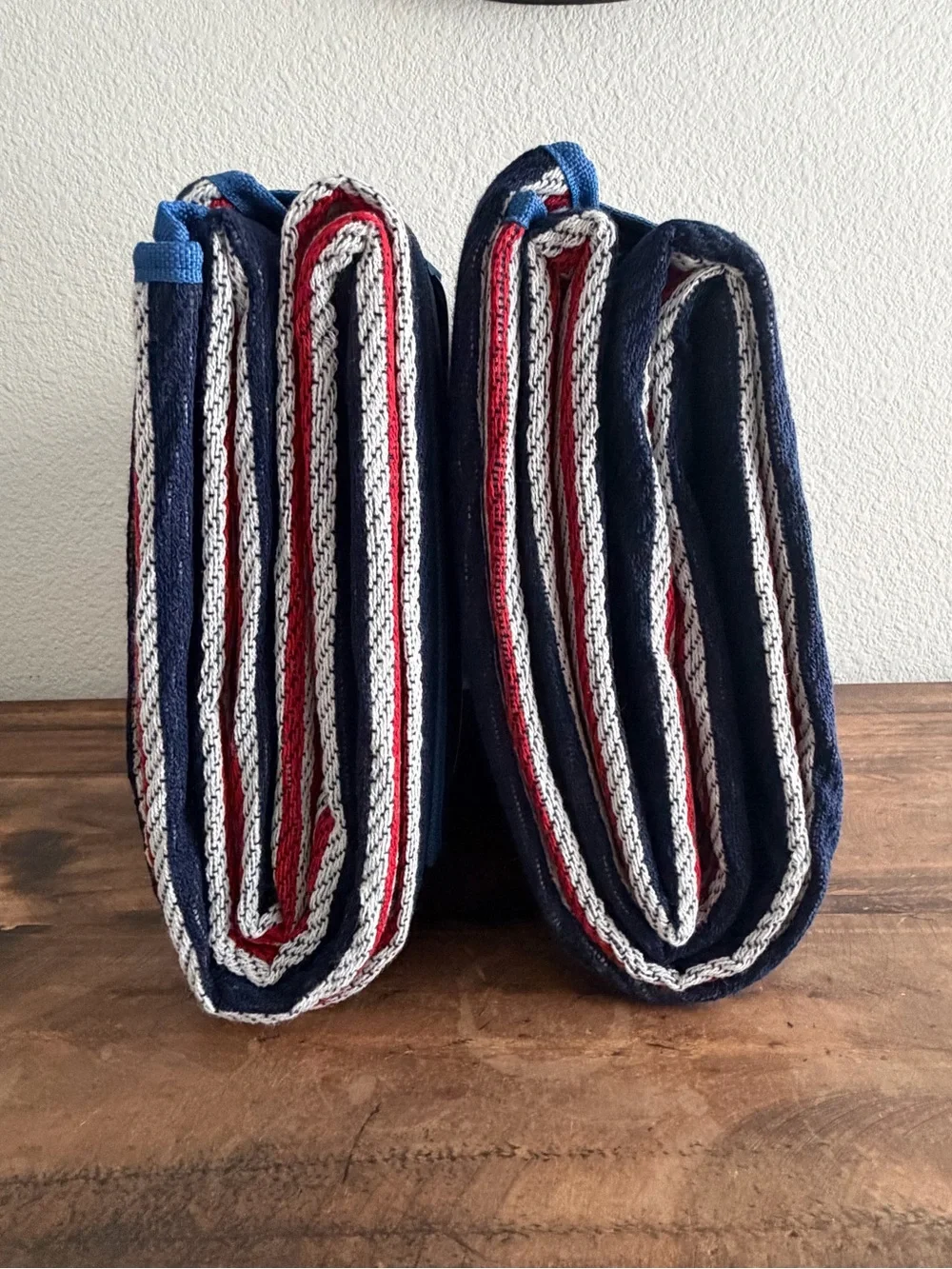 NWT! Lot of (2) WANDERLUST Red, White & Blue Striped Outdoor Blankets. 60